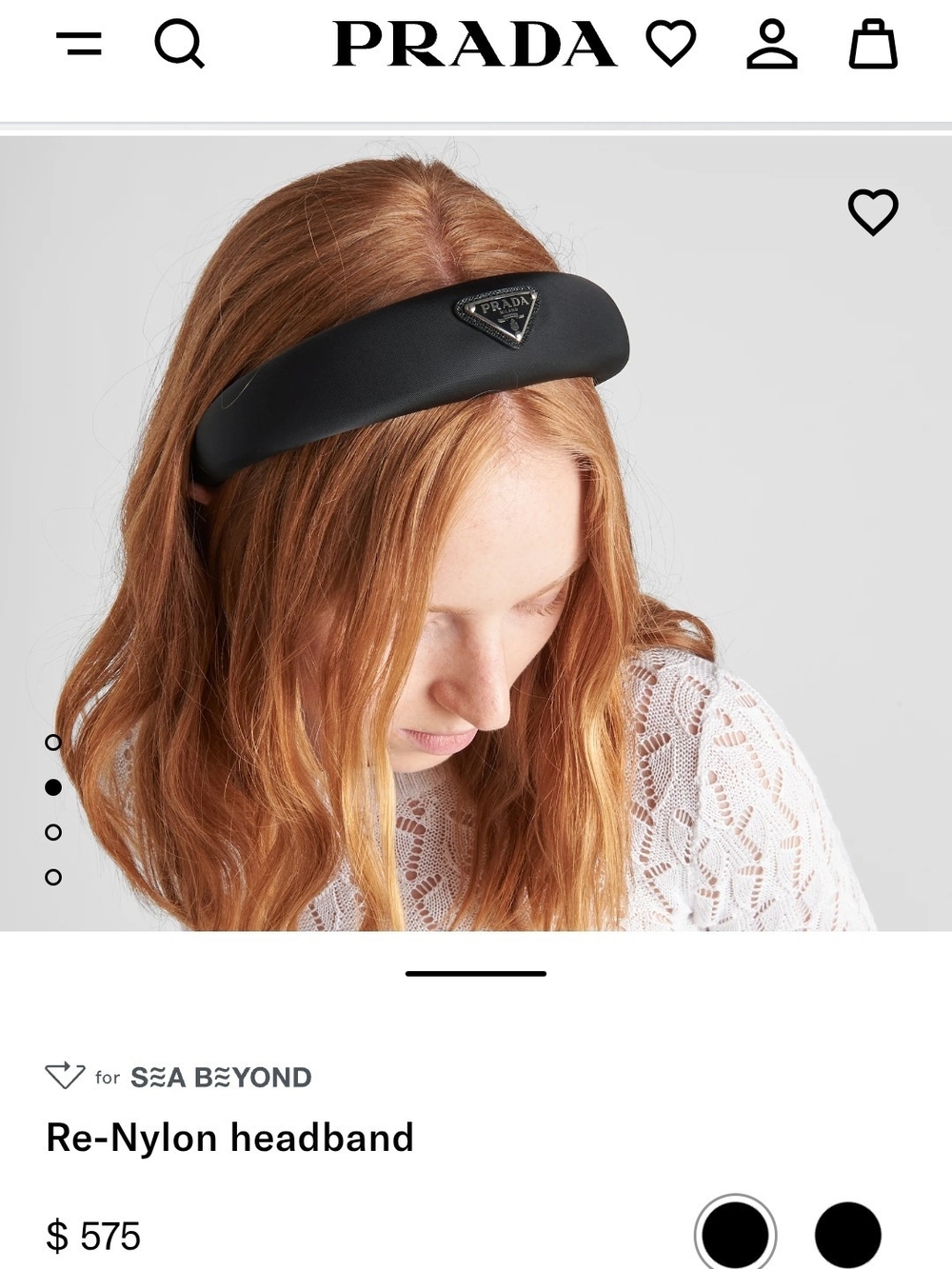 Prada Black Headband with Silver Triangular Logo - Picture 9 of 9